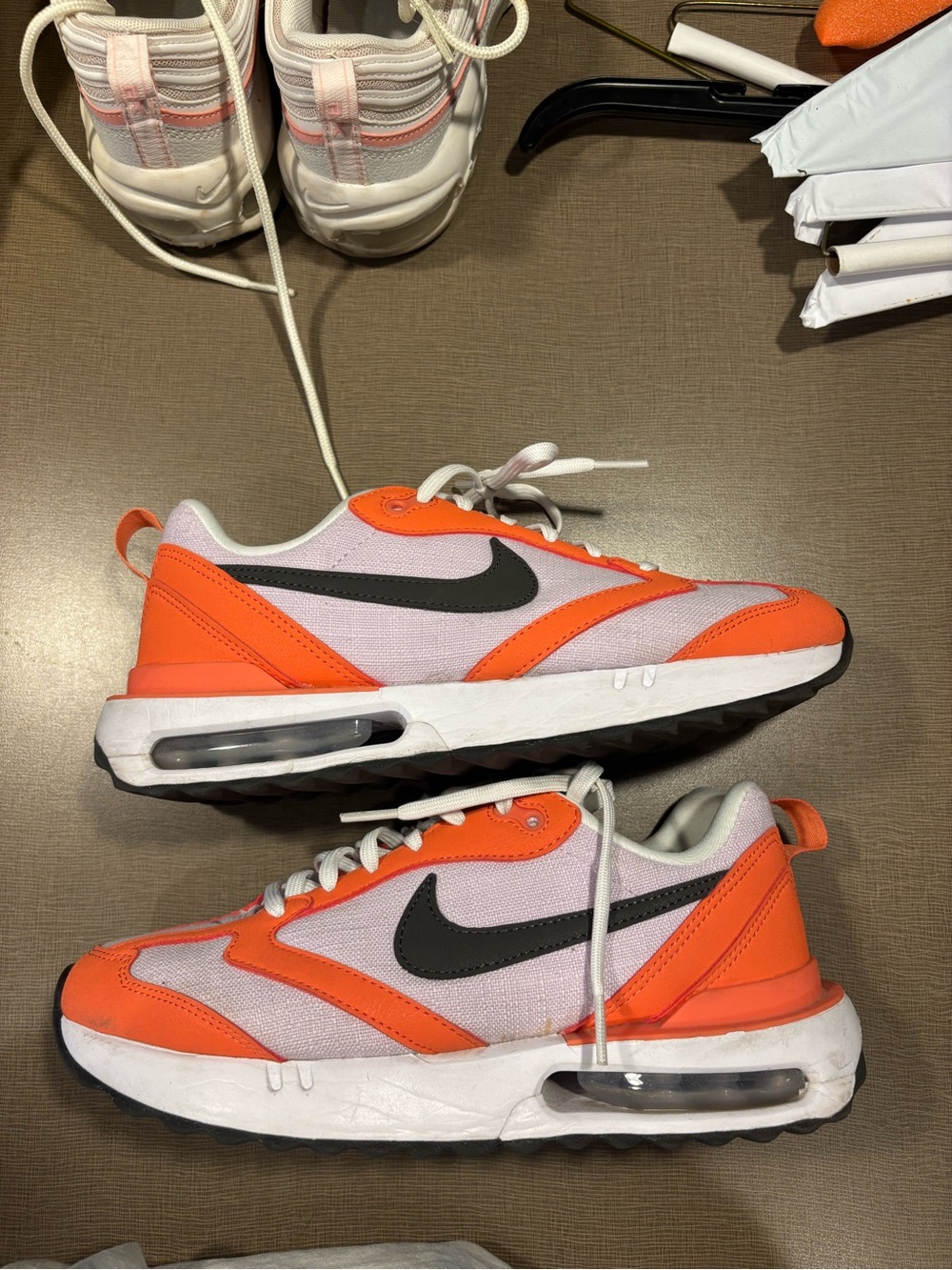 Nike Orange and White Air Max-Style Sneakers